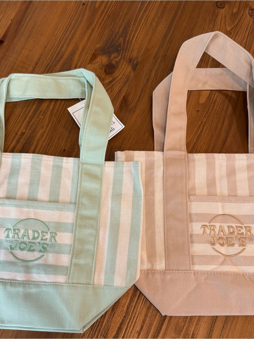 Trader Joe's Mini Totes - Mint Green and Tan